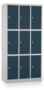 Dulap metalic - 9 cutii, 90 x 45 x 185 cm, blocare cu rotire, antracit - ral 7016