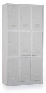 Dulap metalic - 9 cutii, 90 x 45 x 185 cm, blocare, gri - ral 7035