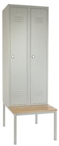 Dulap metalic cu bancheta, 60 x 85 x 185 cm, blocare cu rotire, gri - RAL 7035