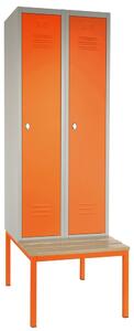 Dulap metalic cu bancheta, 60 x 85 x 185 cm, blocare, portocaliu - ral 2004