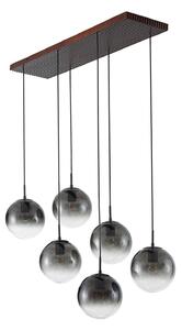 Lustră Pendul Lucande, Veloura, reglabil, Gri, Camera de zi, Sticlă, Design