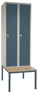Dulap metalic cu bancheta, 60 x 85 x 185 cm, blocare rotativa, antracit - ral 7016