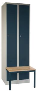 Dulap metalic cu bancheta, 60 x 85 x 185 cm, plinta, inchidere cilindrica, antracit - ral 7016