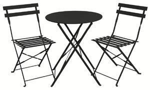 Set Bistro Flair – masă și 2 scaune din oțel vopsit – Negru