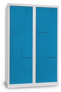 Dulap metalic Z, 120 x 50 x 180 cm, încuietoare cu cilindru, albastru - ral 5012