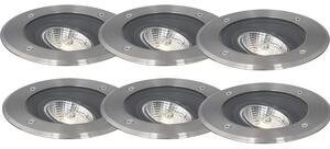 Set de 6 spoturi moderne pentru exterior, cu montaj sol, din oțel AR70 reglabile IP65 - Delux