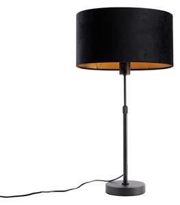 Lampă de masă neagră cu abajur oval din catifea neagră 35cm - Parte