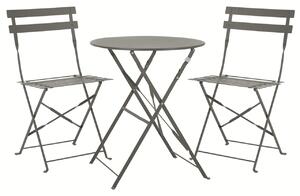 Set Bistro Flair – masă și 2 scaune din oțel vopsit – Bej (Grey Brown)