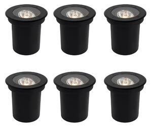 Set de 6 spoturi moderne de exterior pentru sol negru AR70 reglabile IP65 - Delux