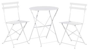 Set Bistro Flair – masă și 2 scaune din oțel vopsit – Alb
