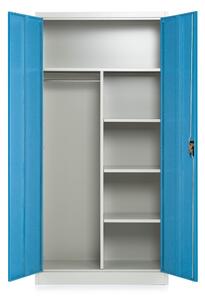 Dulap metalic, 90 x 45 x 185 cm, încuietoare cu cilindru, albastru - ral 5012