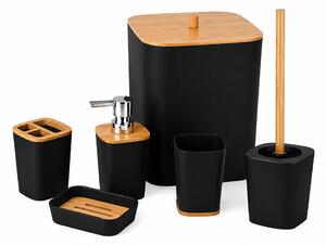 Set de baie NATUREO 6 piese, bambus/negru