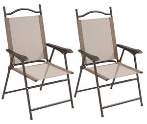 Outsunny Set de 2 scaune pliabile, Scaune pentru gradina cu cotiera, sezut cu tesatura din plasa care permite trecerea aerului | Aosom Romania
