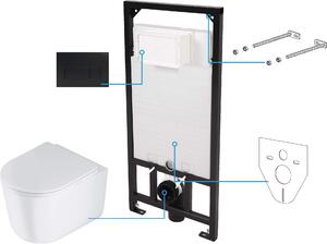 Deante Jasmin, castron suspendat cu iasomie albă, set ascuns 6 în 1, buton negru, DEA-CDJN6ZPW