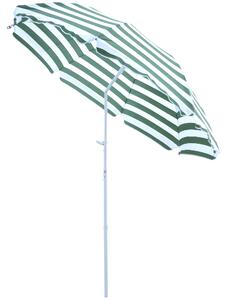 Outsunny Umbrelă de Plajă cu Acoperiș Înclinabil la 45°, Ø1.8x2 m, Verde și Alb | Aosom Romania