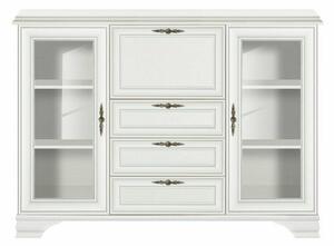 Vitrina IDENTO, alb, PAL/MDF/sticla/metal, 155x45x110 cm