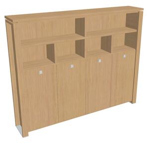 Dulap înalt pentru haine Verno+ 260 x 46 x 210 cm, cu rafturi, stejar deschis