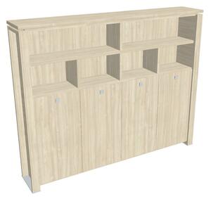 Dulap înalt pentru haine Verno+ 260 x 46 x 210 cm, cu rafturi, salcâm