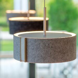 Domus Lampă suspendată LED LARAfelt S, Ø20cm, gri/alb lână, reglabil, Gri, Camera de zi / sufragerie, Țesătură / Textil, Design