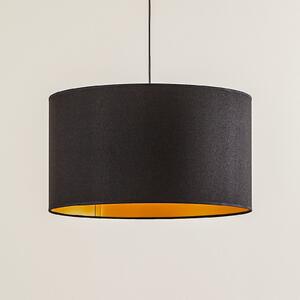 Euluna Lampă suspendată Roller, negru/auriu, Ø 45 cm, reglabil, Negru, Camera de zi / sufragerie, Țesătură / Textil, Modern