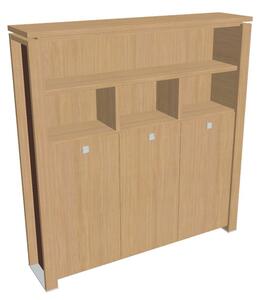 Dulap înalt pentru haine Verno+ S 200 x 46 x 210 cm, cu rafturi, stejar deschis / maro