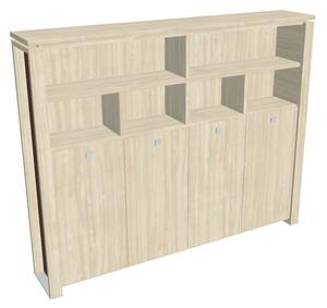 Dulap înalt pentru haine Verno+ S 260 x 46 x 210 cm, cu rafturi, salcâm / maro