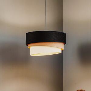 Duolla Lampă suspendată Devon, negru/bej/ecru/auriu Ø45cm, reglabil, Camera de zi / sufragerie, Țesătură / Textil, Modern
