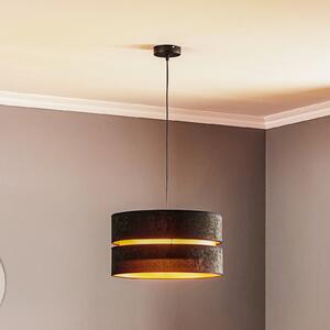 Duolla Lampă suspendată Duo, negru/auriu, Ø40cm, 1 bec, reglabil, Negru, Camera de zi / sufragerie, Țesătură / Textil, Modern