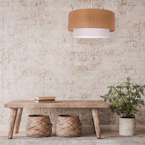Duolla Lampă suspendată Boho, maro/alb, Ø 45 cm, din material textil, reglabil, Maro / Rugină, Camera de zi / sufragerie, Țesătură / Textil, Casă de țară / Rustic