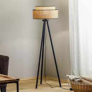 Duolla Lampadar Boho, maro/negru, material textil/metal, înălțime 145 cm, Maro / Rugină, Camera de zi / sufragerie, Țesătură / Textil, Casă de țară / Rustic, Tripod