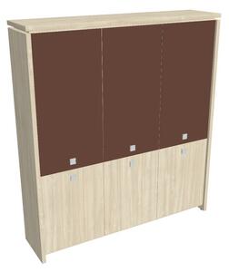 Dulap înalt Verno 188 x 46 x 210 cm, uși combinate, salcâm / maro