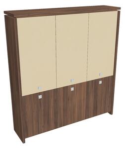 Dulap înalt Verno 188 x 46 x 210 cm, uși combinate, nuc / vanilie