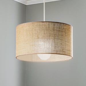 Duolla Lampă suspendată cilindrică din iută maro natural Ø40cm 1 bec., reglabil, Maro / Rugină, Camera de zi / sufragerie, Țesătură / Textil, Casă de țară / Rustic