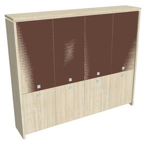 Dulap înalt Verno 248 x 46 x 210 cm, uși combinate, salcâm / maro