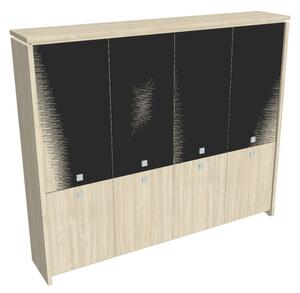 Dulap înalt Verno 248 x 46 x 210 cm, uși combinate, salcâm / negru