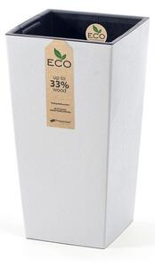 Ghiveci ECO WOOD, 24 cm, pătrat, alb