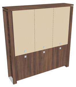 Dulap înalt Verno+ 200 x 46 x 210 cm, uși combinate, nuc / vanilie