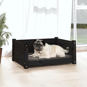 Pat pentru câini, negru, 65,5x50,5x28 cm, lemn masiv de pin