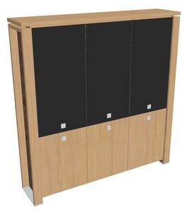 Dulap înalt Verno+ 200 x 46 x 210 cm, uși combinate, stejar deschis / negru