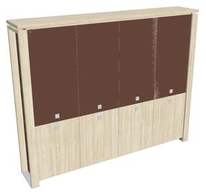 Dulap înalt Verno+ 260 x 46 x 210 cm, uși combinate, salcâm / maro