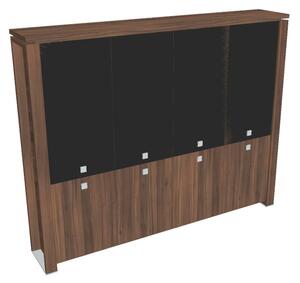Dulap înalt Verno+ 260 x 46 x 210 cm, uși combinate, nuc / negru