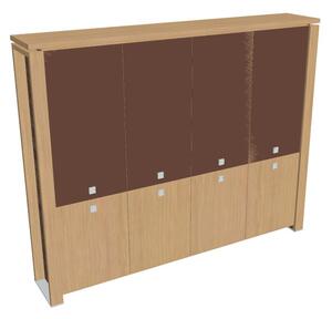 Dulap înalt Verno+ 260 x 46 x 210 cm, uși combinate, stejar deschis / maro