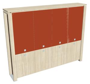 Dulap înalt Verno+ 260 x 46 x 210 cm, uși combinate, salcâm / portocaliu