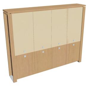Dulap înalt Verno+ 260 x 46 x 210 cm, uși combinate, stejar deschis / vanilie