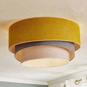 Duolla Plafonieră Pastell Trio Ø 60cm muștar/gri/gri deschis, reglabil, Galben, Camera de zi / sufragerie, Țesătură / Textil, Viața tânără