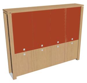 Dulap înalt Verno+ 260 x 46 x 210 cm, uși combinate, stejar deschis / portocaliu