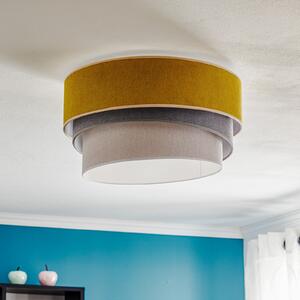 Duolla Plafonieră Pastell Trio Ø 45cm muștar/gri/gri deschis, reglabil, Galben, Camera de zi / sufragerie, Țesătură / Textil