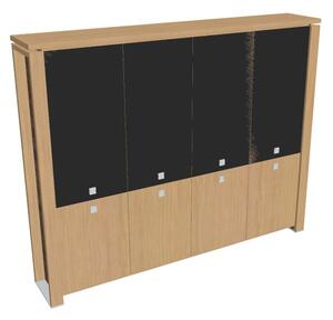 Dulap înalt Verno+ 260 x 46 x 210 cm, uși combinate, stejar deschis / negru