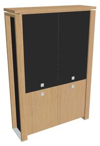 Dulap înalt Verno+ S 140 x 46 x 210 cm, uși combinate, stejar deschis / negru