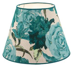 Duolla Abajur Sofia Înălțime 25 cm, model floral turcoaz, Albastru, Țesătură / Textil